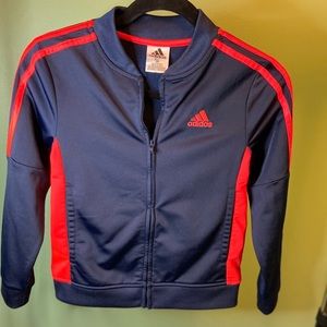 Kids Adidas blue and red zip front jacket sm 8